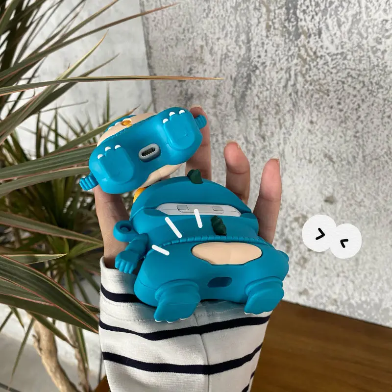 

for AirPods 1 2 Wireless Bluetooth Headset Protective Cover for AirPods Pro Creative Cartoon Crocodile Silicone Soft Shell Ins