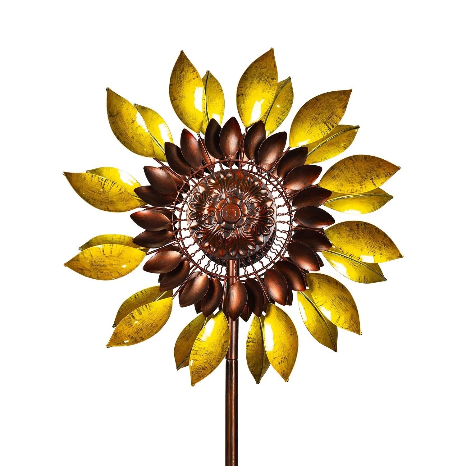 

Mainstays Yellow Sunflower Wind Spinner Kinetic Wind Sculpture Metal Garden Stake