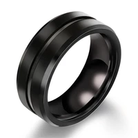 2020 hot jewelry european and american rings male domineering hand jewelry 8mm titanium steel groove ring black ring tail ring