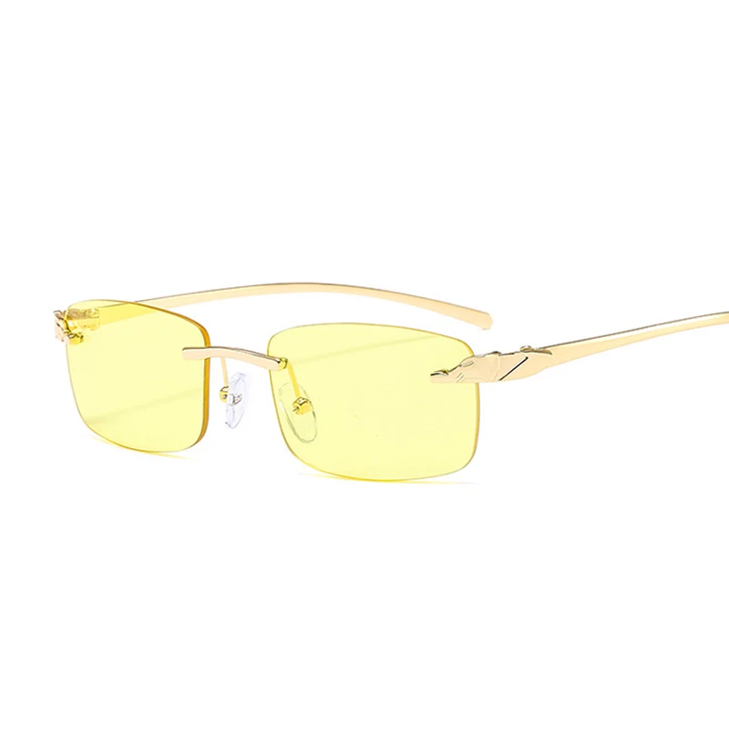 

Очки солнцезащитные женские квадратные без оправы, роскошные брендовые солнечные очки с металлической гепардовой заушкой, модные дизайнер...