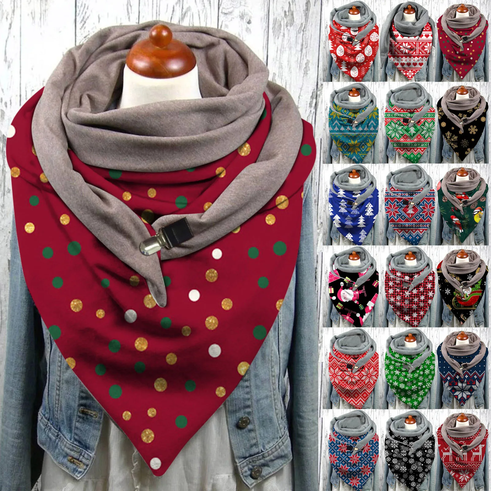 

Women Christmas Printing Scarf Fashion Multi-purpose Shawl Scarf Large Triangle Winter Scarf Thickened Polka Dot Scarf Шарф 2022
