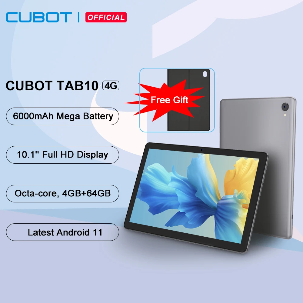Cubot Android 11 Tablet-TAB 10 10.1'' FHD+ Display 6000mAh 4GB+64GB 13MP Camera 4G Network Octa-core Tablet PC Android Pad GPS