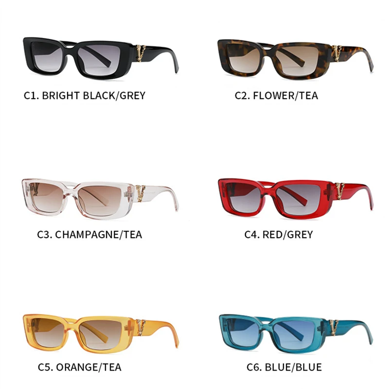 

Luxury Brand Small Rectangle Sunglasses Women 2021 Trends Fashion Black Cat Eye Sunglass Lady Retro Sun Glasses Shades For Women