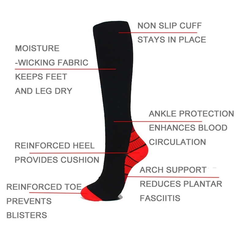 

New Men Women Compression Socks Knee High/Long Polyester Nylon Printed Hosiery Footwear Accessories