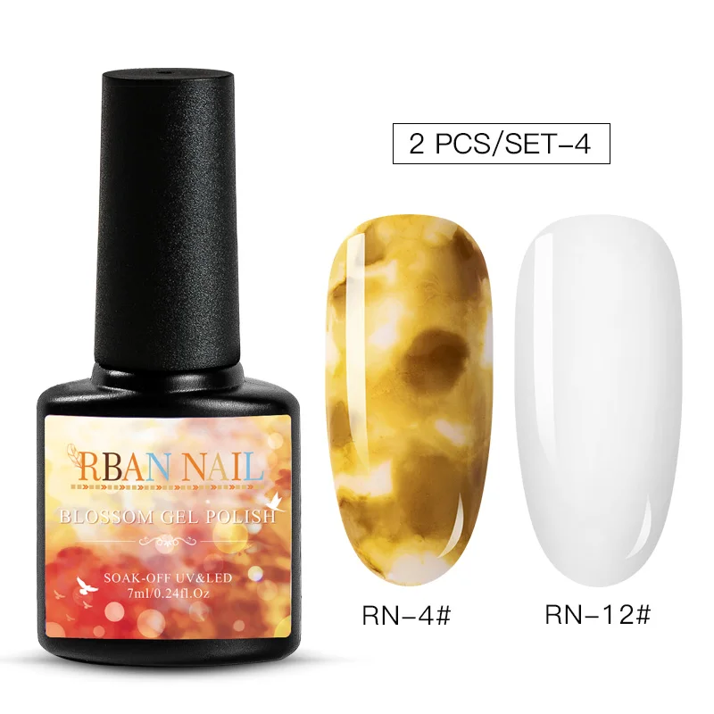 ZH04527 RBAN NAIL 8 мл Цветущий Гель-лак для ногтей акварельные чернила эффект дыма мрамор смазывание Lquid градиентный лак Гель-лак для творчества маникюр - Цвет: ZH04527