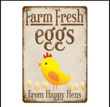 Яйца счастливый винтажный металлический знак плакат домашний декор рынок
