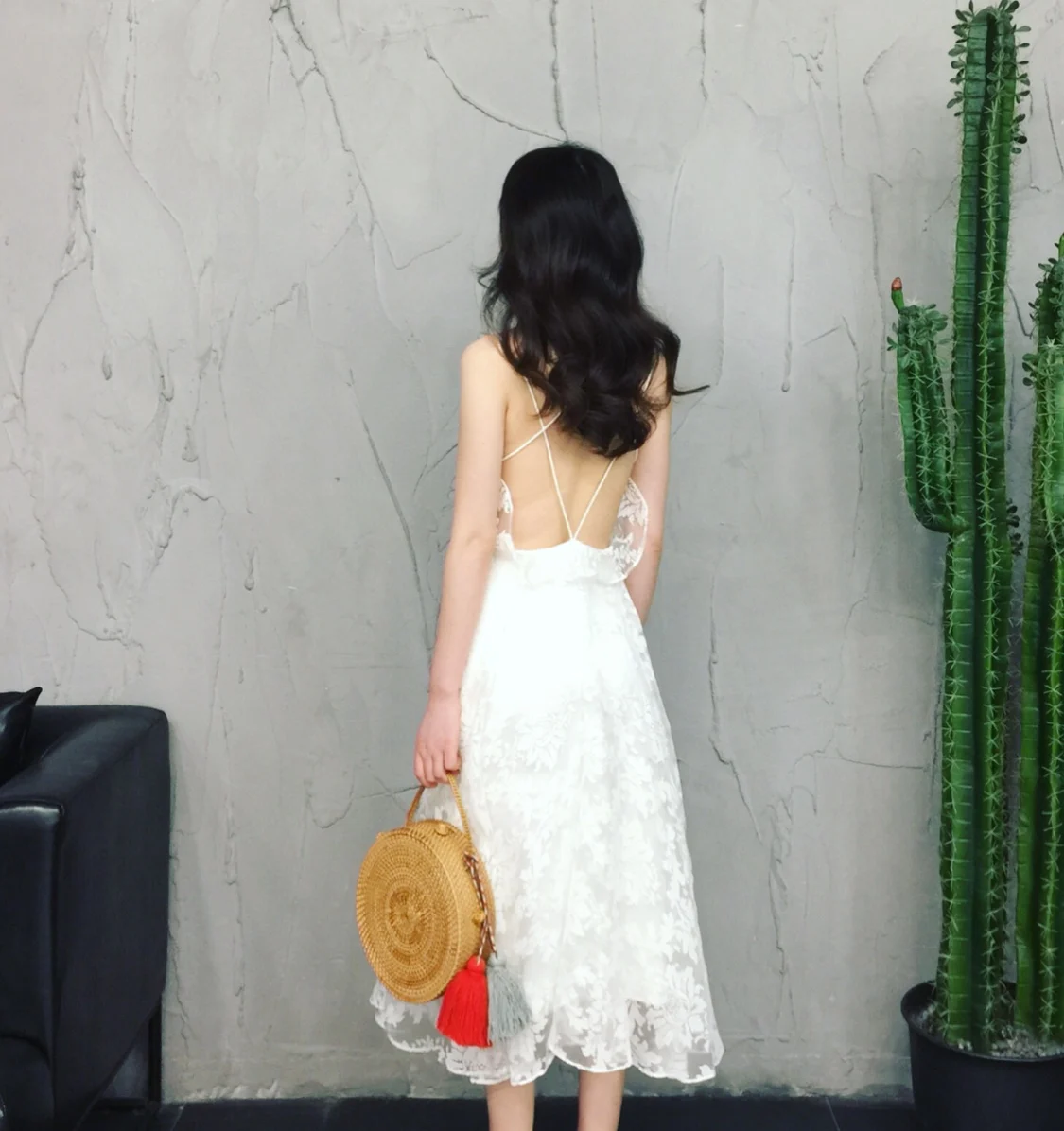 Женское пляжное платье Белое Облегающее Платье с открытой спиной и цветочным