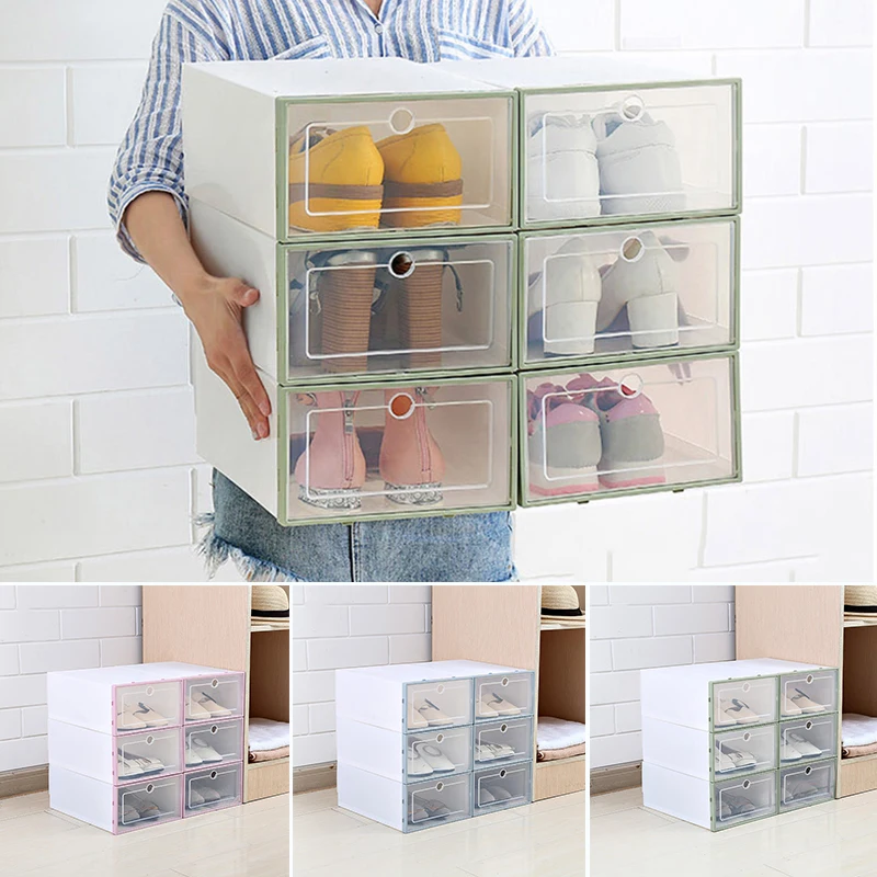 

Durable Shoe Storage Box Clear Plastic Stackable Shoe Organizer Bins Drawer Type Front Opening Shoe Holder DNJ998
