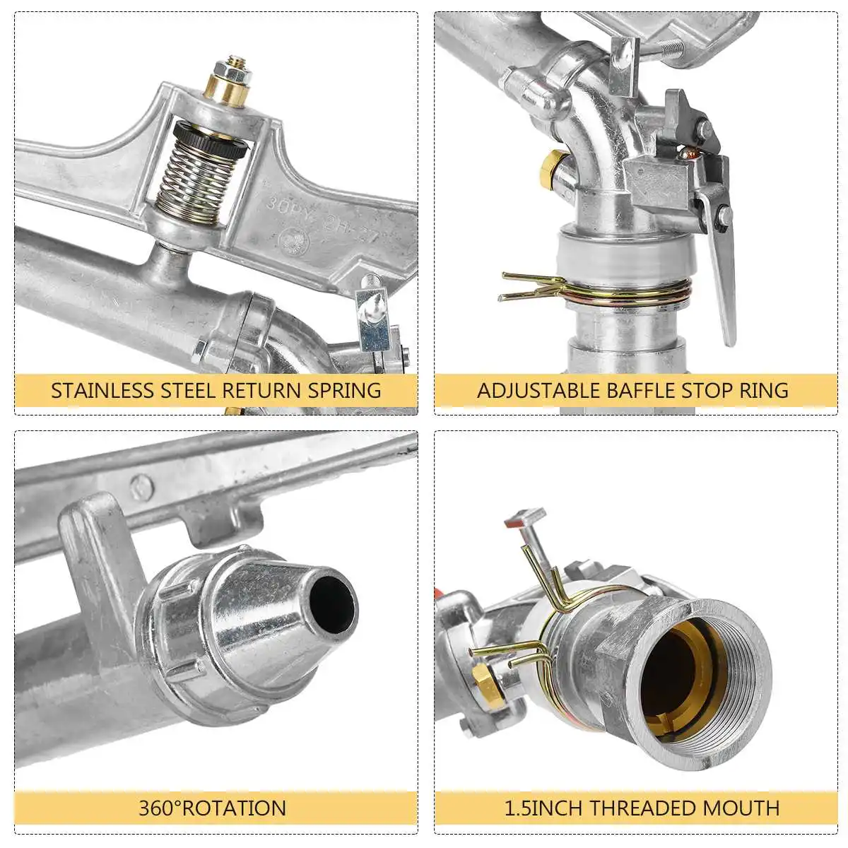 

360 agree Adjustable Impact Sprinkler Zinc Alloy Water System Rain Spray field Garden Sprinkler Large Area Water Irrigation