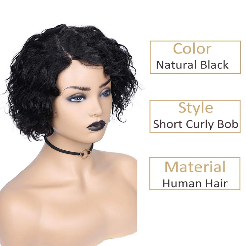 Парик Pixie Cut кудрявый Боб кружевной передний парик 150% плотность 13х4 кружевные