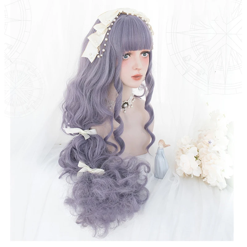 

Long Wavy Lolita Wig High Temperature Synthetic fulPurple Halloween Cosplay Wigs for Women Natural Fake Hair