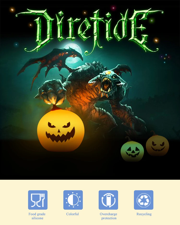 Купить Ｊack-o '-Ｌantern Halloween Ｓhot Ｓmall ＮightＬight Ｆestive Ａtmosphere Ｌight 7 Ｃolor Ｄecoration Ｐrops USB Ｓmall Ｄesk Ｌamp