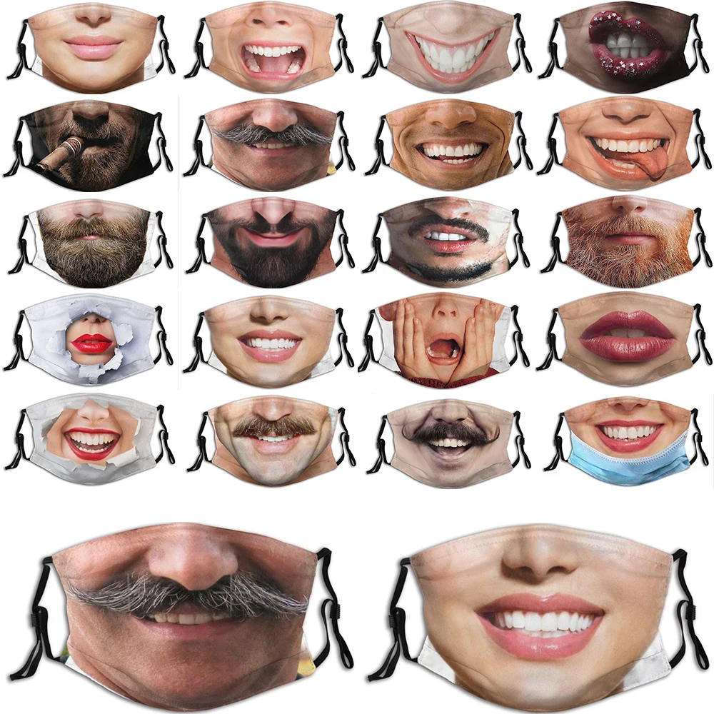 

HOT Fun Beard Masquerade Masks Halloween Cospaly Gift Women's Men Unisex Breathable Protection Adult Party Mask Lip Temptation