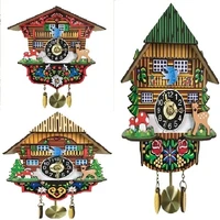 1pcs antique wooden cuckoo wall alarm clock bird time bell swing watch home decor