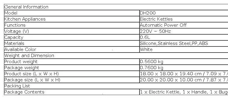 Xiaomiyoupin Deerma 0.6L складной портативный чайник для воды, ручная электрическая колба для воды, чайник с защитой от автоматического отключения, проводной чайник