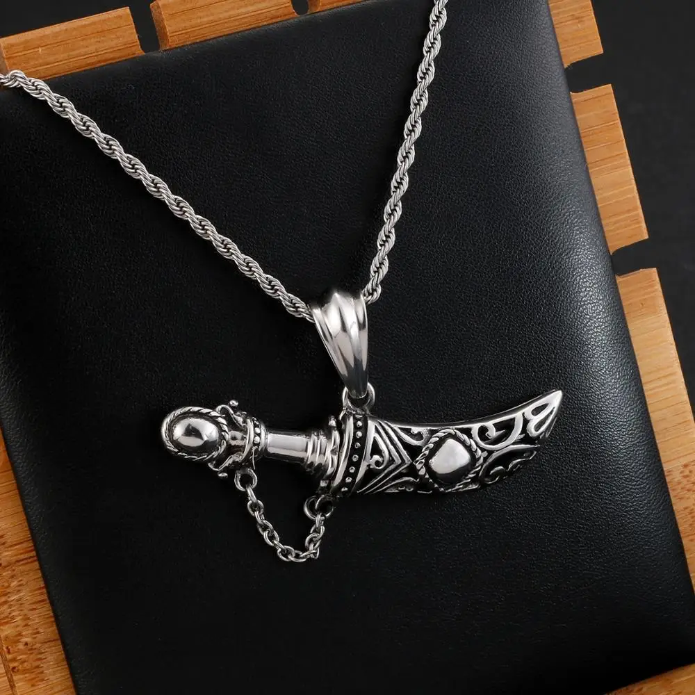 Fongten Viking ожерелье с кулоном в виде меча Готическая цепочка из нержавеющей стали