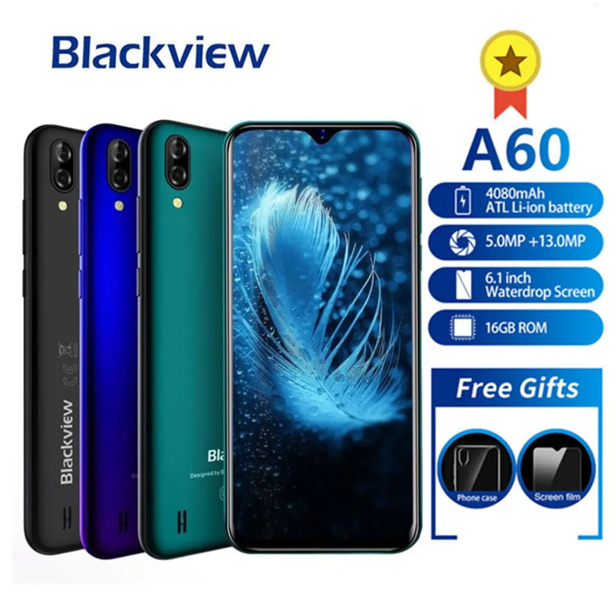 Смартфон Blackview A60 4080 мАч Android 8 1 13MP двойная задняя камера мобильный телефон MT6580A