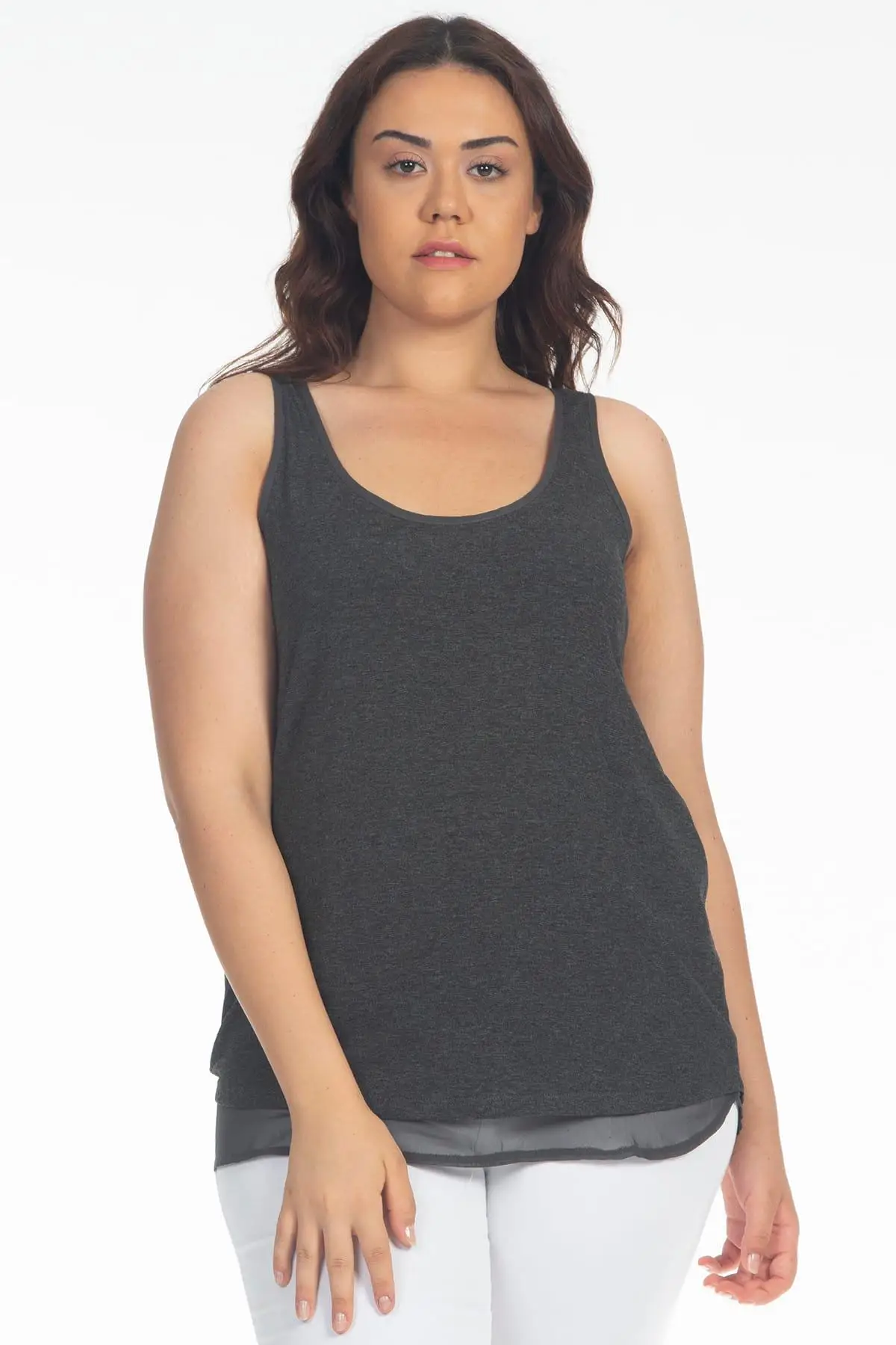 Sans Textile Женская Дымчатая шифоновая блузка из вискозы без рукавов 65N11356 |