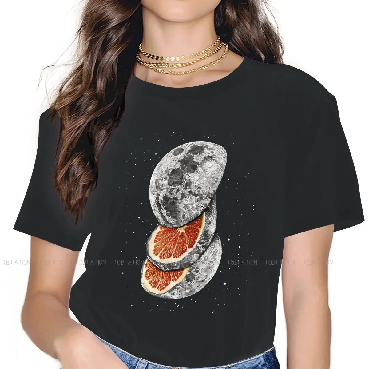 

LUNAR FRUIT Essential Newest TShirts Abstract Female Graphic Streetwear T Shirt Round Neck 5XL