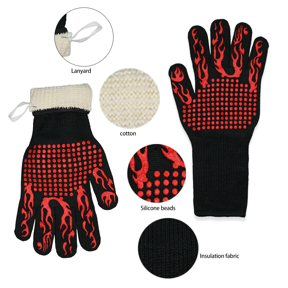 Защитные огнеупорные перчатки изоляционные термостойкие рабочие для кухни