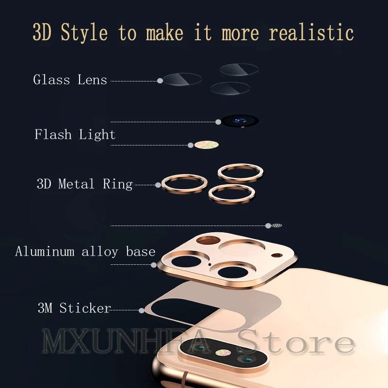 Полностью металлическая наклейка для объектива камеры сменная крышка iPhone X XS MAX