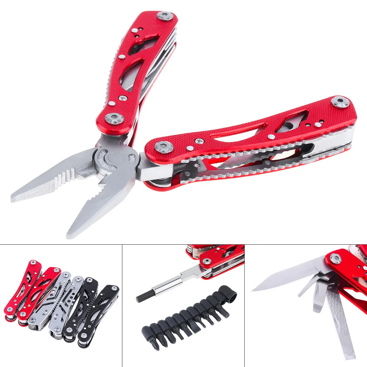 

Multifunction Built-in Spring Folding Mini Pliers Slotted Phillips Screwdriver Bottle Opener Combination Tool Set for Camping