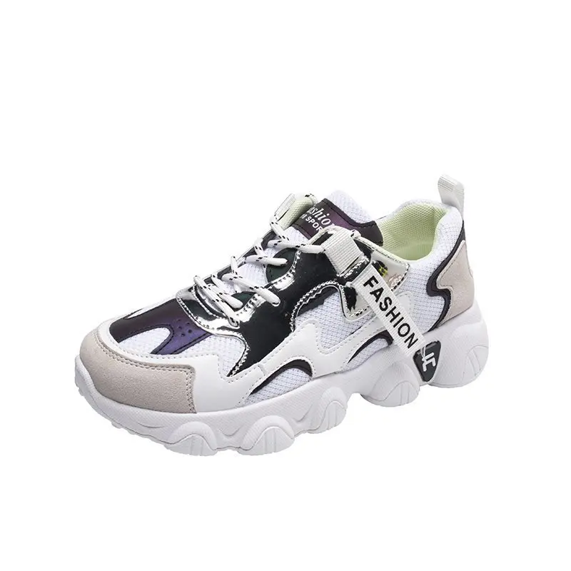 

2020 Women Sneakers Fashion Bling Casual Shoes Woman Comfortable Breathable PU+Mesh Flats Female Zapatos De Mujer