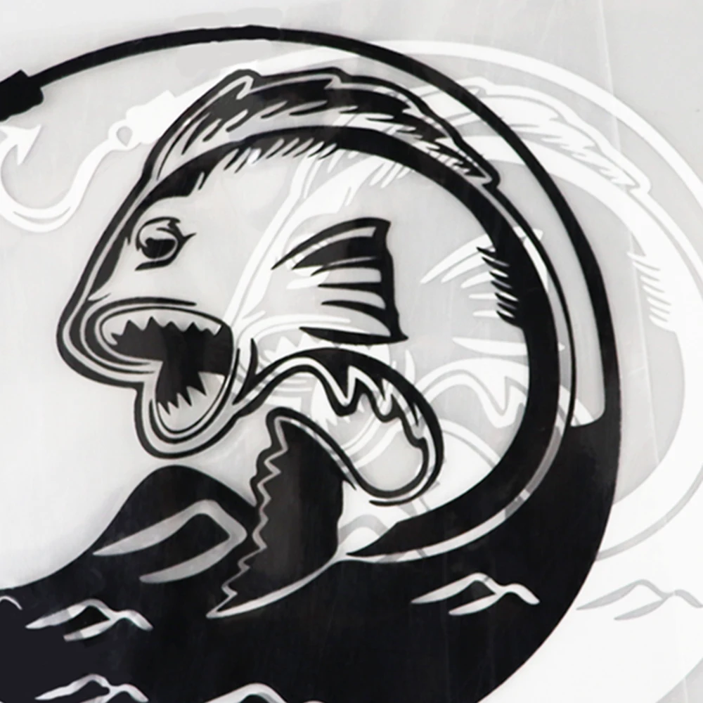 

YJZT 15.2CM15.3CM Amusing Fish Marine Animal Decal Fishing Vinyl Car Stickers Black/Silver 13D-1126
