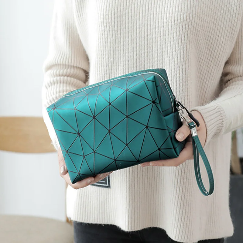 

Women Travel Cosmetic Bag Multifunction Geometric Makeup Bags PU Leather Waterproof Portable Toiletries Organizer Make up Cases