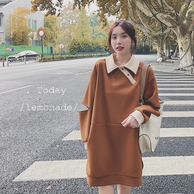 Свободный свитер средней длины подходящий к цвету Q | Женская одежда