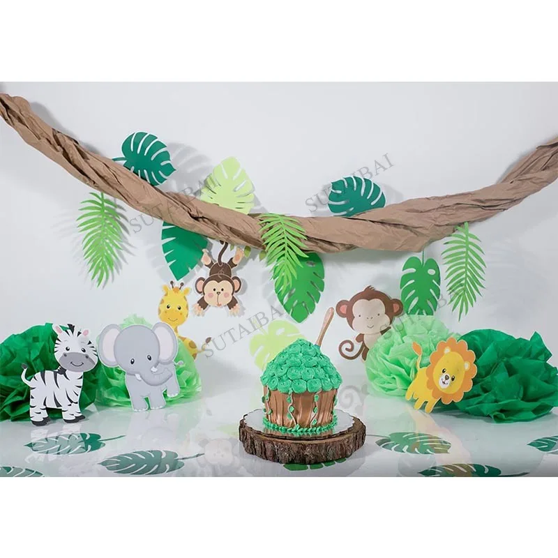 

Forest Jungle Wild Animal Lion Party Photography Background Kid Baby Birthday Cake Smash Backdrop Studio Photozone Decor
