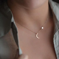 simple star and moon all match pendant necklace womens short clavicle chain