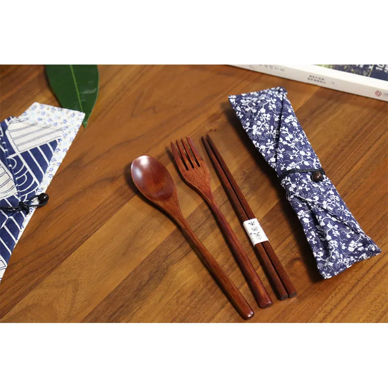 Портативная посуда деревянные столовые приборы в комплекте с полезной