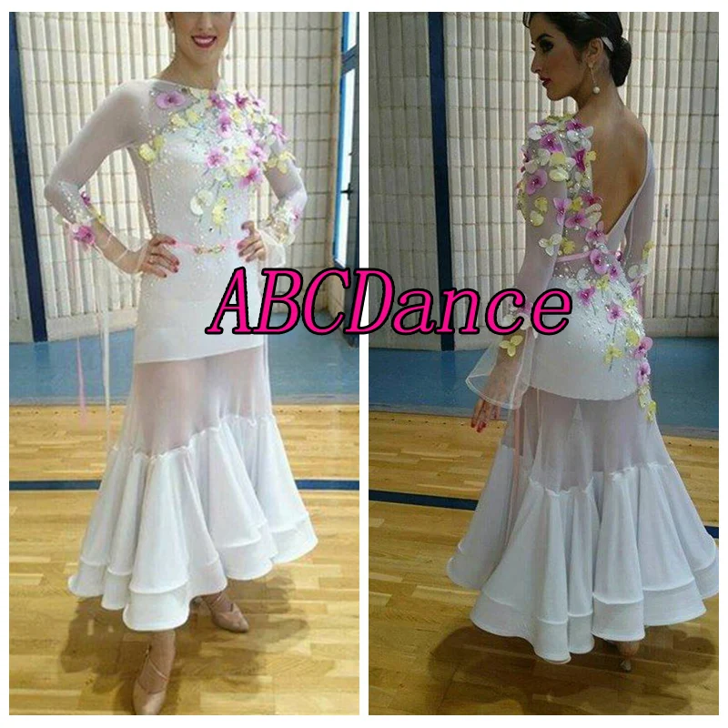 

Женское платье для танго-вальса, платье для соревнований по гладким танцам, платье для бальных танцев, изготовленное на заказ Стразы