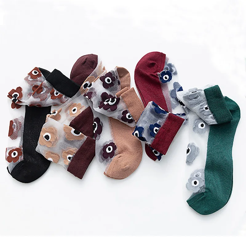 Японские Женские носки Харадзюку женские хлопковые прозрачные в элегантном