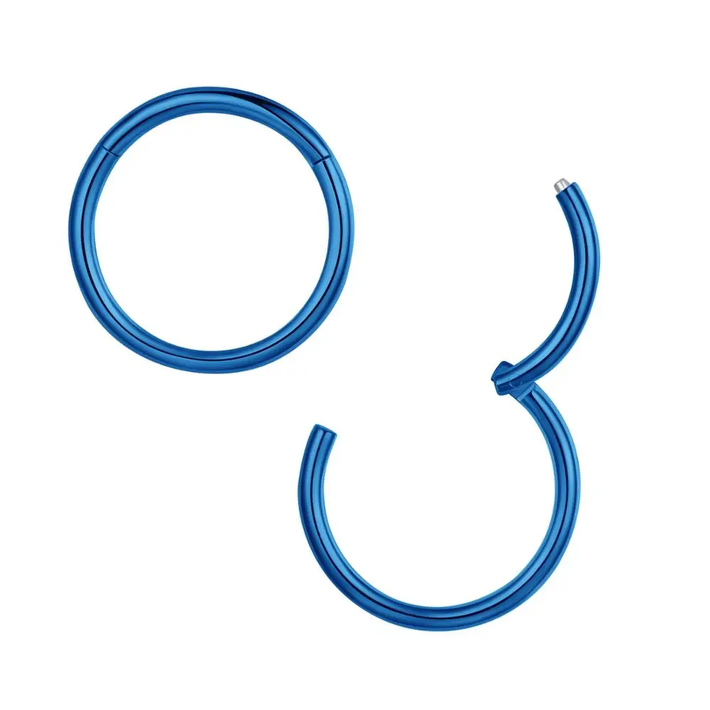 Blue Шарнирная перегородка кликер сегмент носа кольцо губы уха хряща Daith пирсинг ювелирные изделия 20 г 18 г 16 г 14 г 12 г 316l хирургическая сталь - Окраска металла: Blue