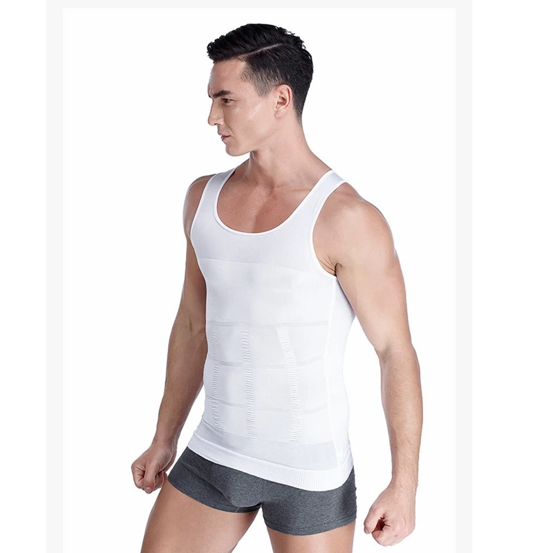 Men's Slimming Corset Body Shapewear Underwear Tummy Shaper Waist Cincher Vest T-Shirt Elastic Gym Sport Gilet Fitness Tank Tops