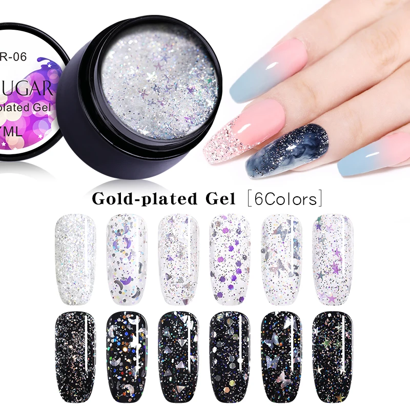 UR SUGAR 7 мл блестки гель лак для ногтей посеребренный позолоченный гель лак замачивание уф светодиодный гель лак для ногтей, маникюр украшения DIY