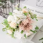 Искусственные цветы Meldel, букет из красных шелковых роз, маленькие розовые цветы, аксессуары для украшения дома, свадебные цветы, розы, Декор