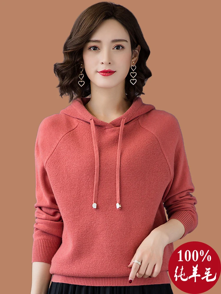 Зимние толстовки Женский однотонный Свободный теплый вязаный свитшот толстовка