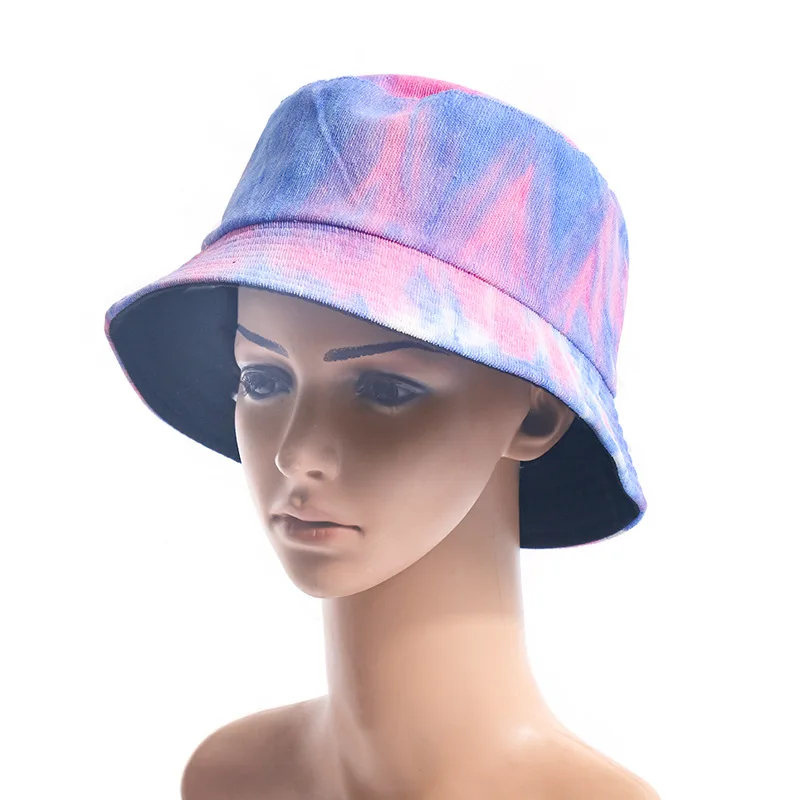 

HanXi New Corduroy Bucket Hats Women Fisherman Caps Autumn Winter Reversible Multicolor Tie Dye Men Gorros