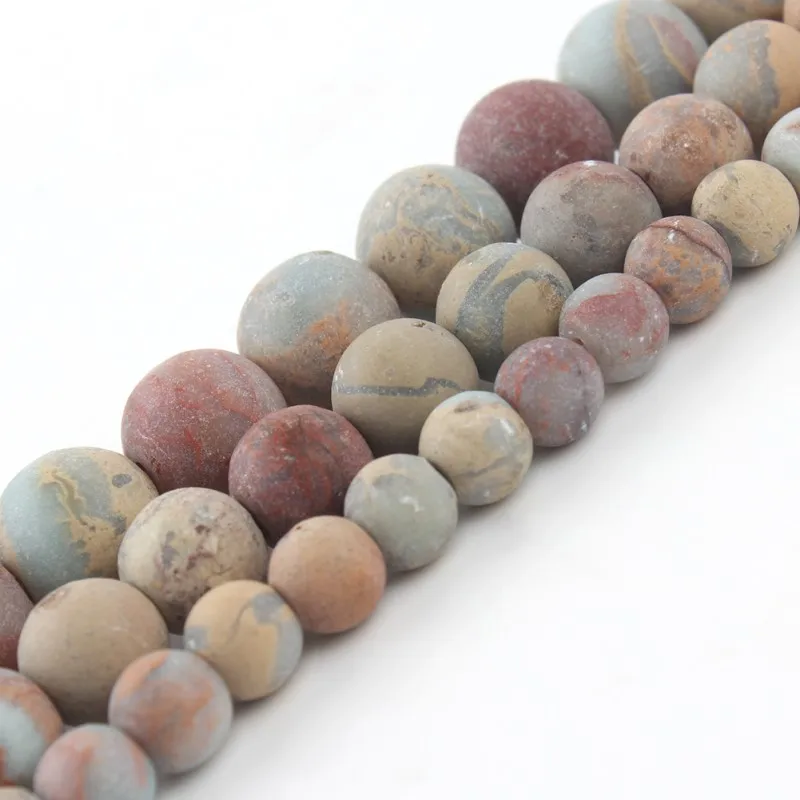

Matte Natural Stone Shoushan Snakeskin Stone Jasper 4/6/8/10/12mm Round Beads for Jewelry Making DIY Bracelet Necklace 15 inches