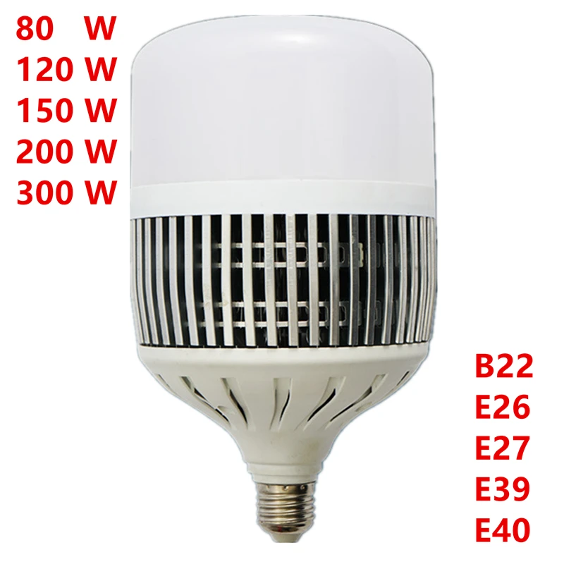 

Светодиодная шаровая лампа высокой мощности E27 E40 80 Вт 120 Вт 150 Вт 200 Вт 300 Вт В переменного тока, энергосберегающая шаровая лампа, домашнее зав...