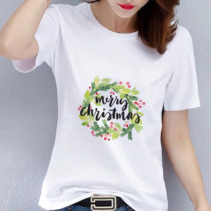 

New Arrival Short Sleeve Harajuku Christmas T Shirt Women Fashion Graphic Cute Tee Kawaii TShirt Hipster Girl Tops CN(Origin)