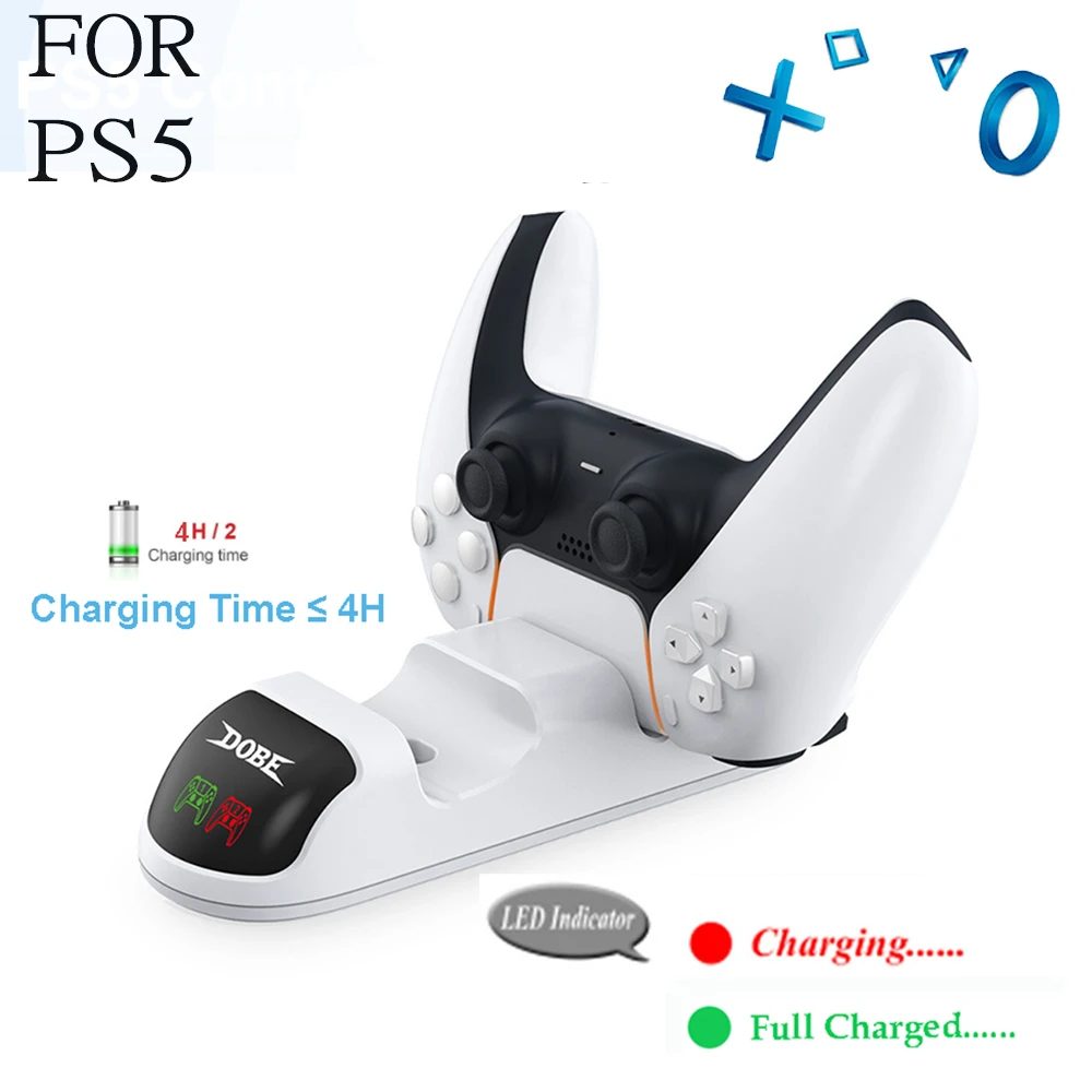 

Зарядное устройство для контроллера PS5 с двумя USB-портами, док-станция для быстрой зарядки со светодиодным индикатором, аксессуары для контр...