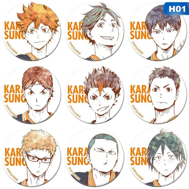 

9Pcs Trendy Anime Haikyuu!! Cosplay Party Pin Button Brooch Japan Anime Collection Badge For Backpacks Clothes