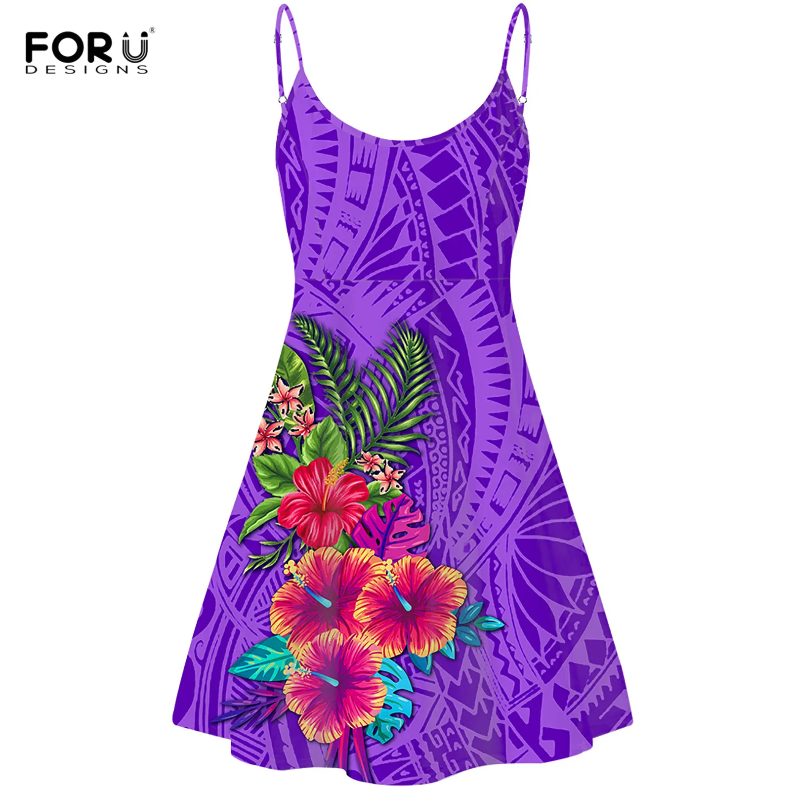 FORUDESIGNS женское сексуальное платье Гавайский Цветочный узор до колена с высокой