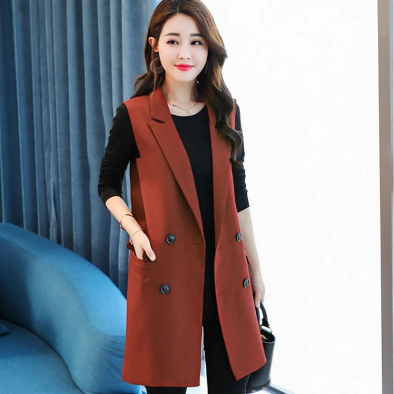 Жилеты без рукавов для женщин размера плюс 5XL двубортный жилет с карманами