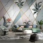 Самоклеящаяся настенная бумага на заказ, водонепроницаемый простой мраморный узор, Тропическое растение, роскошный фон для телевизора, 3D обои