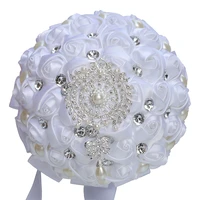 factory handmade gorgeous crystal brooch bridal wedding bouquets roylblue ivory silk rose diamonds bouquets w1727 accept custom